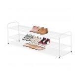 AOODA Long 2 Tier Shoe Rack for Closet, White