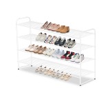 AOODA 4 Tier Long Metal Shoe Rack for Closet, White