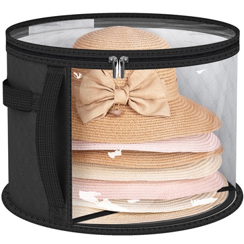 AOODA Oversized Clear Hat Storage Box, Black